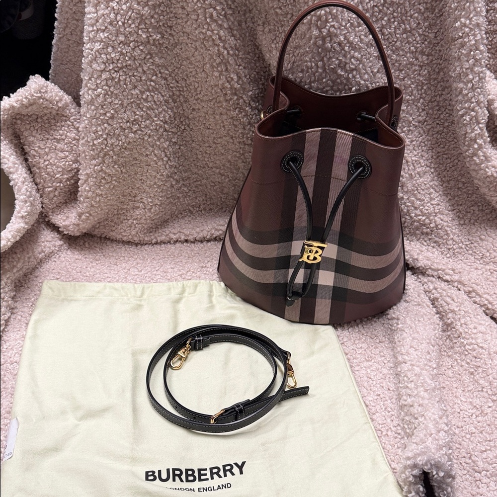 Burberry Dark Birch Small Drawstring Bucket - Picture 11 of 14